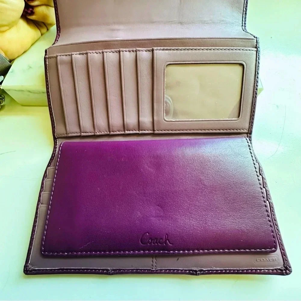 Coach Kristin Large Leather Checkbook Tri Fold Envelope Wallet